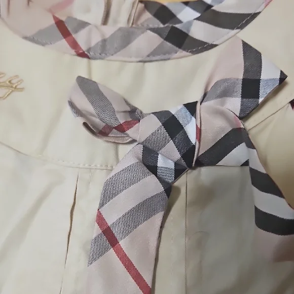 Burberry Cream Dress with Plaid Trim